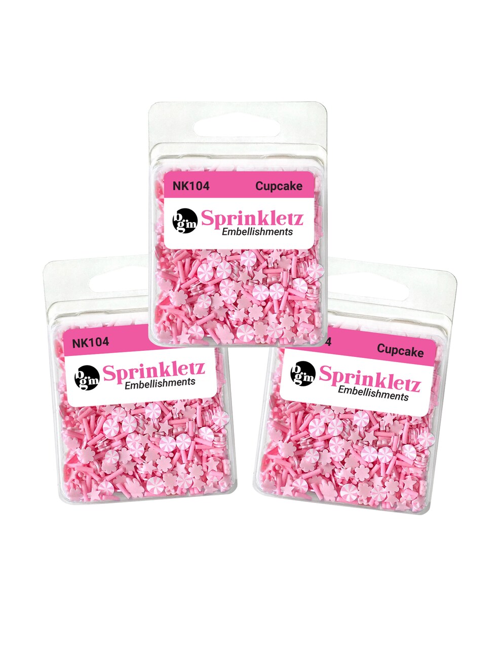 Buttons Galore Sprinkletz Embellishments for Crafts, Tiny Polymer Clay Shapes & Unique Designs - Cupcake- 3 Pack